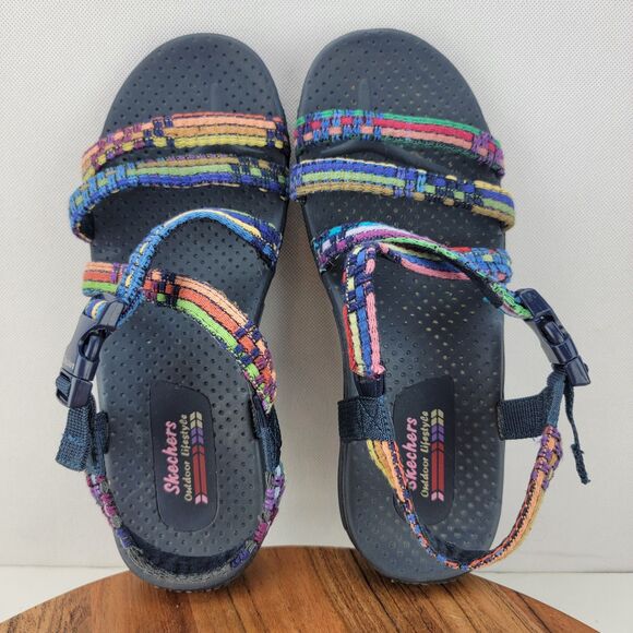 Skechers Womens Size 8 Rainbow Multi-Color Reggae Swe Me Boho Slingback Sandals - Picture 7 of 8